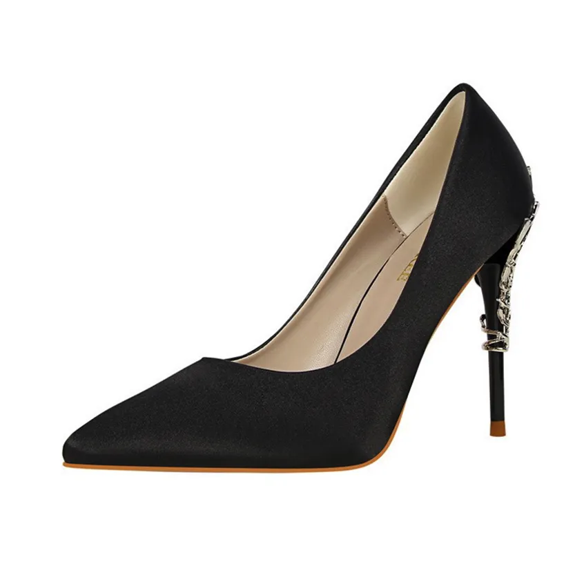 Funki Buys | Shoes | Women's Silk Stilettos | Metal Carved Heels
