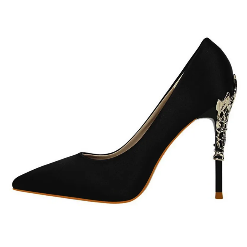 Funki Buys | Shoes | Women's Silk Stilettos | Metal Carved Heels