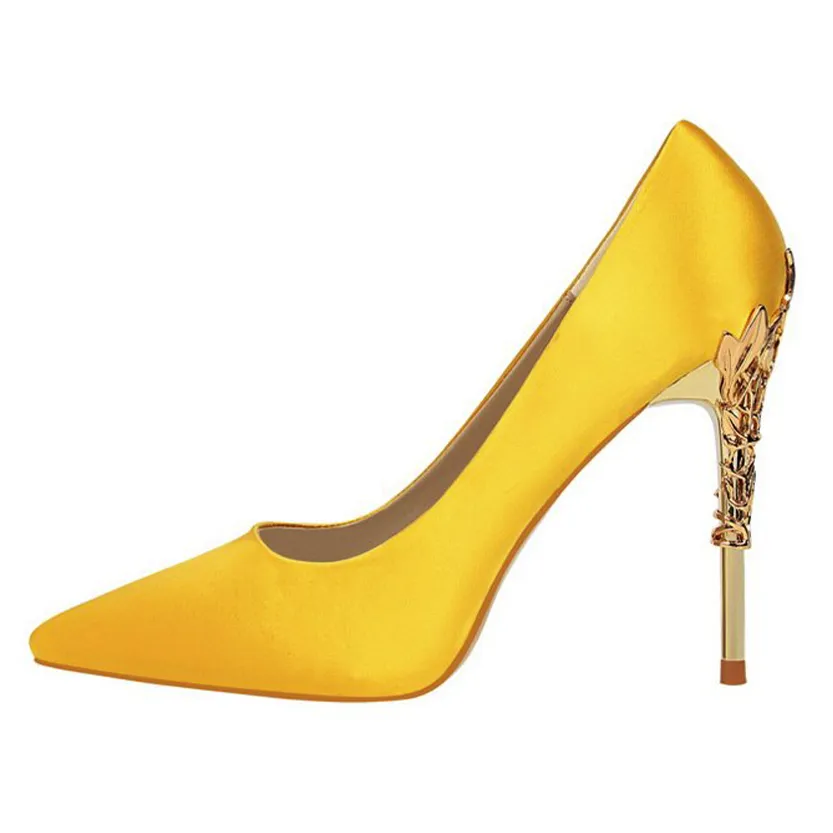 Funki Buys | Shoes | Women's Silk Stilettos | Metal Carved Heels