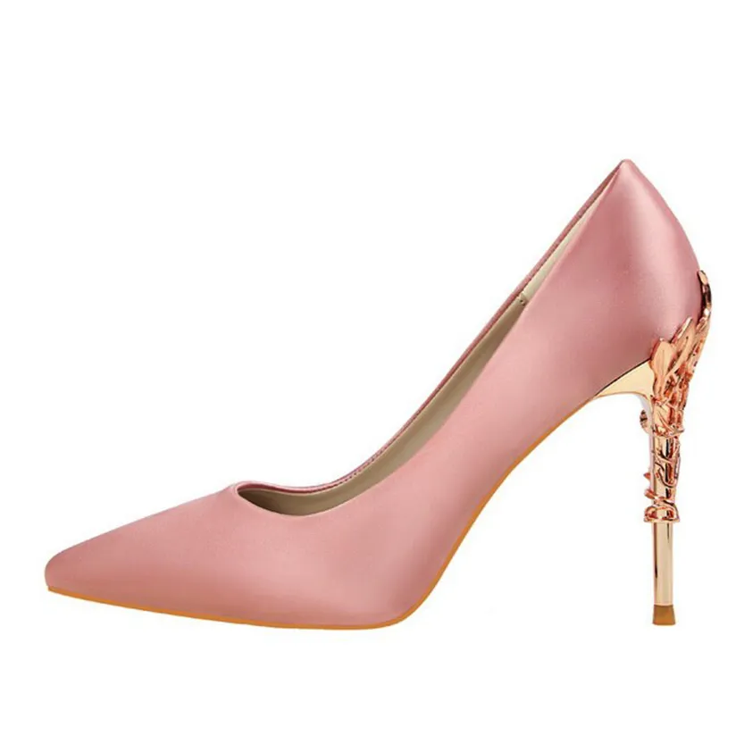 Funki Buys | Shoes | Women's Silk Stilettos | Metal Carved Heels