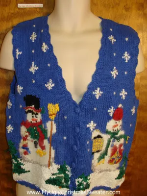 Funny Blue 80s Ugly Christmas Sweater Vest