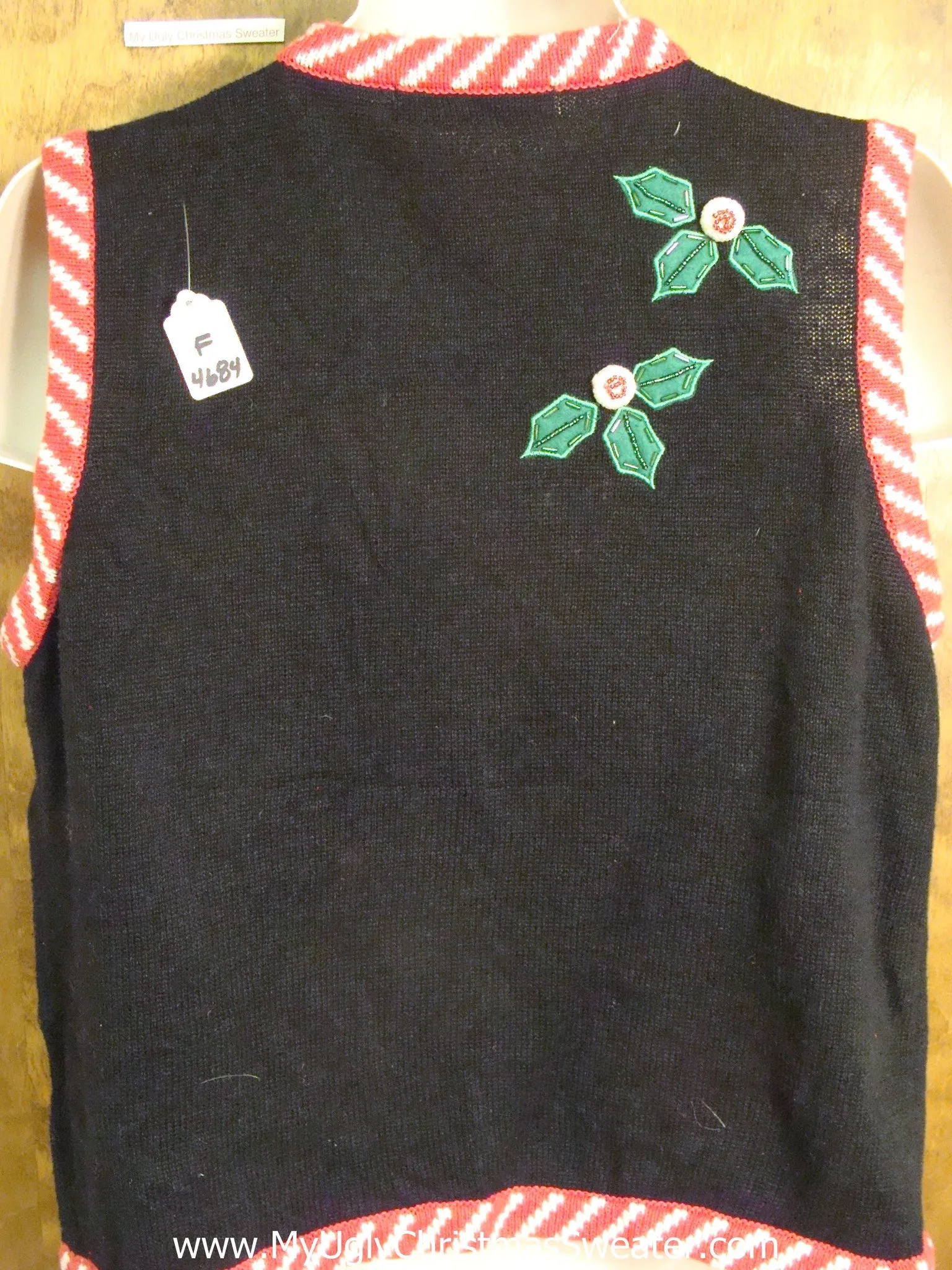 Funny Reindeer with Candycane Antlers Ugly Christmas Sweater Vest