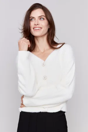 FUZZY KNIT FRONT TO BACK CARDI