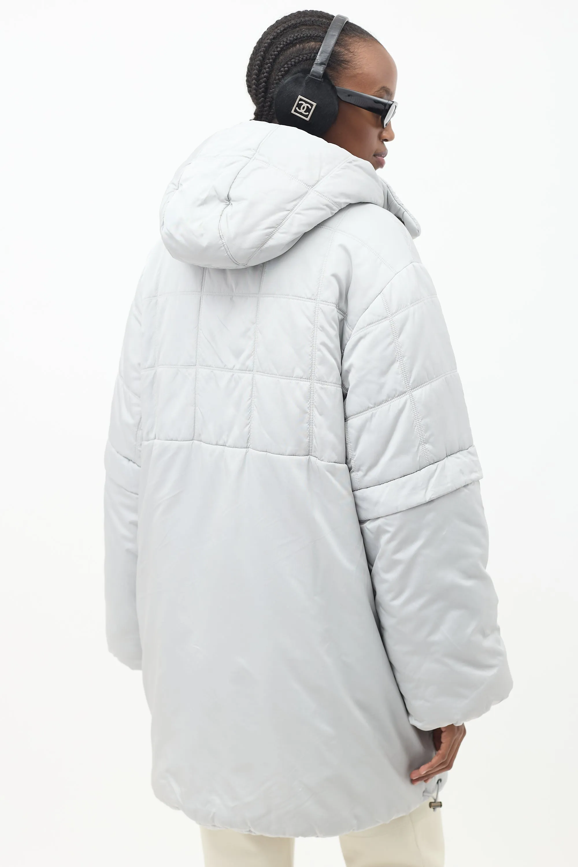 FW 2000 Grey Nylon & Fleece Puffer Coat