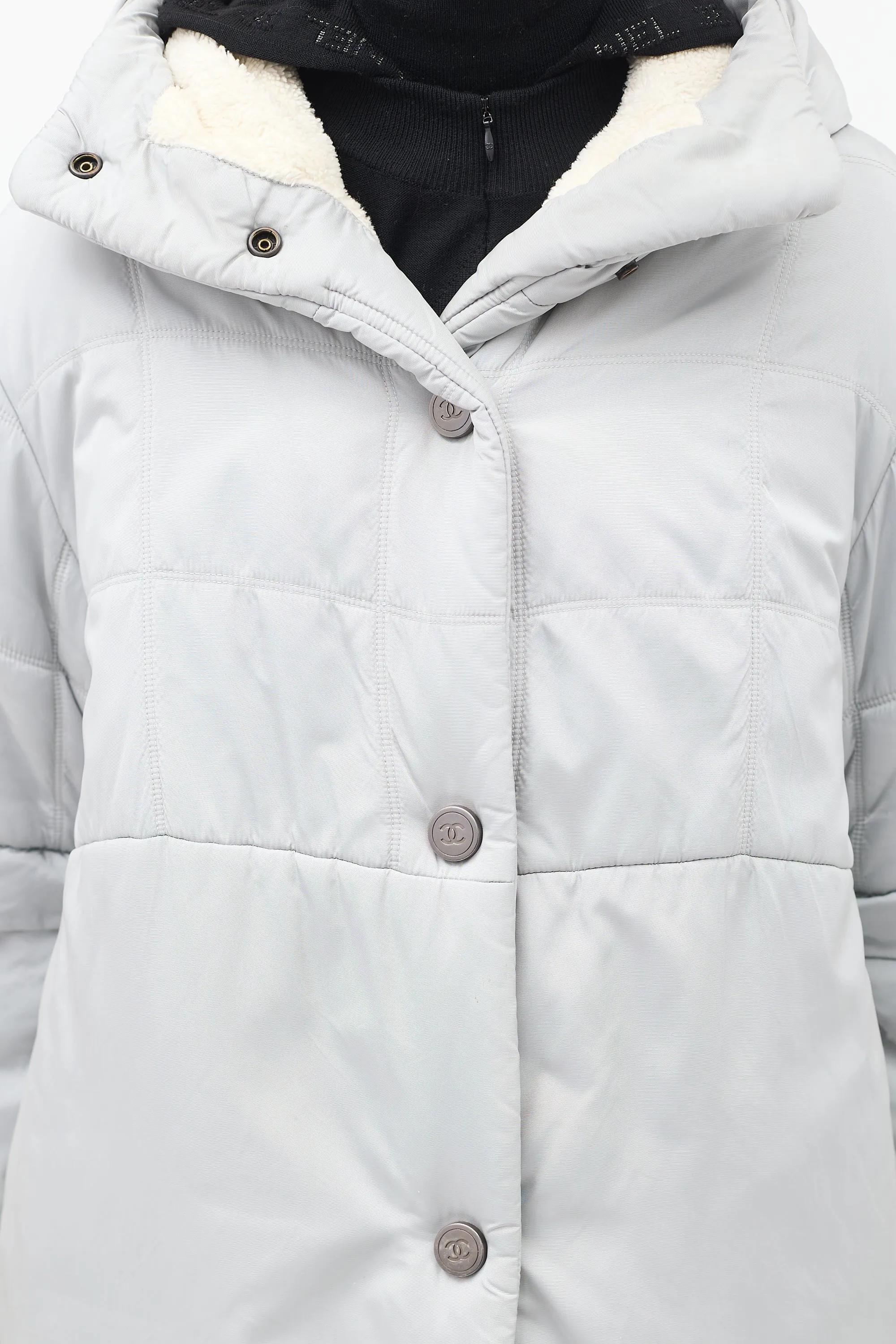 FW 2000 Grey Nylon & Fleece Puffer Coat
