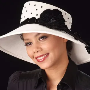 FW1137-Cream ladies felt hat with velvet flower and rhinestones