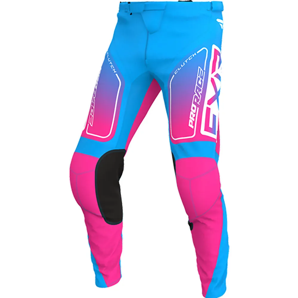 FXR  Youth Clutch MX Pant Durable Flexible Breathable Mesh Lining Cyan E-Pink