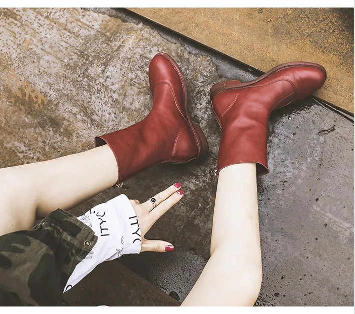 FXSO CHELSEA ANKLE BOOTS WITH ZIP FRONT DETAIL 68665 WHITE RED BLACK
