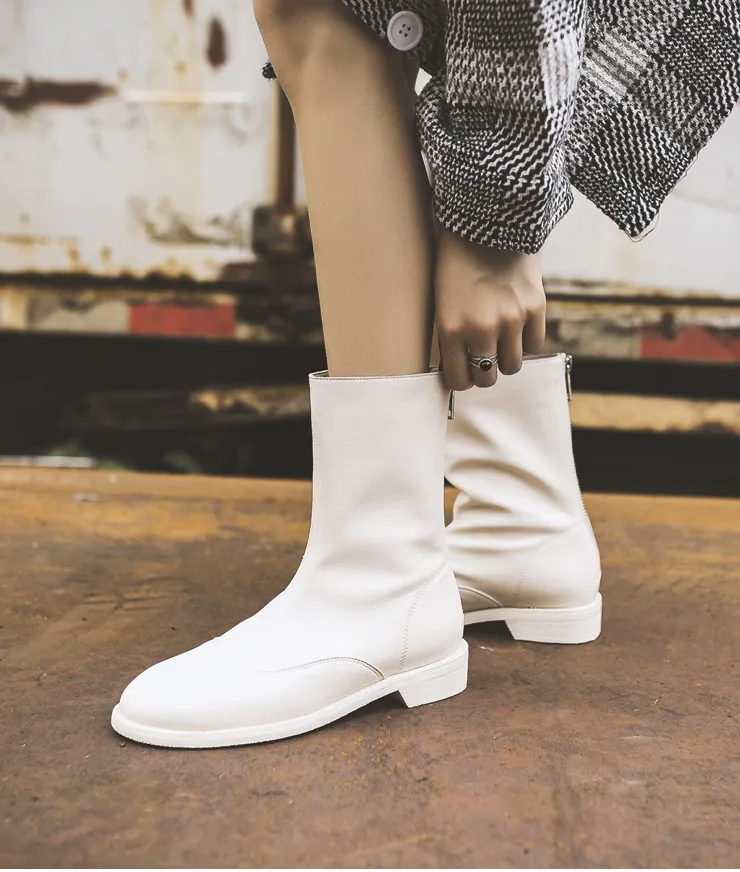 FXSO CHELSEA ANKLE BOOTS WITH ZIP FRONT DETAIL 68665 WHITE RED BLACK