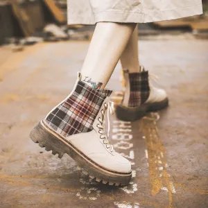 FXSO SUEDE LACE UP ANKLE BOOTS WITH CONTRAST CHECK 054 LIGHT BROWN BLACK