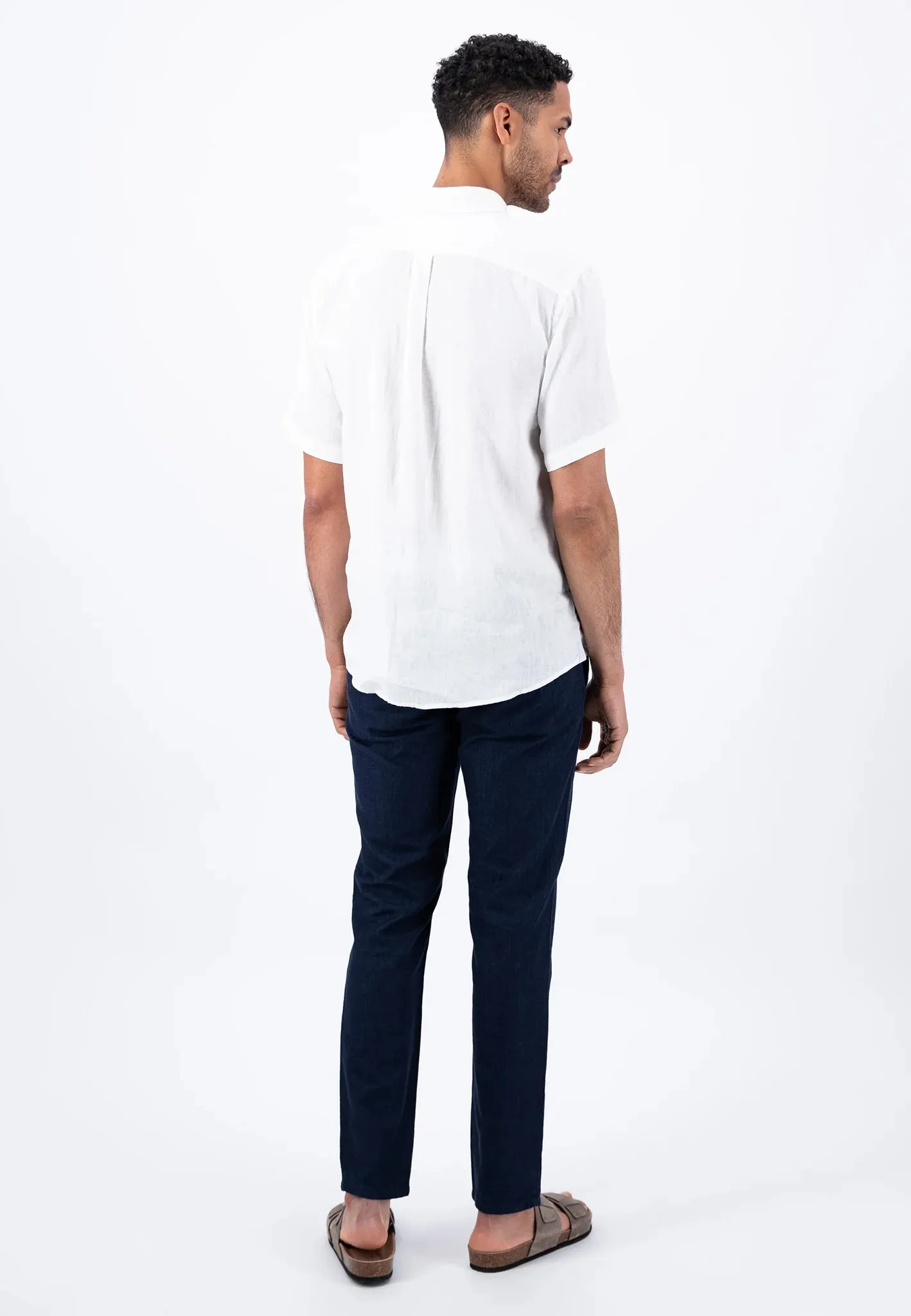 FYNCH HATTON Pure Linen Short-Sleeve Shirt - Men's – White