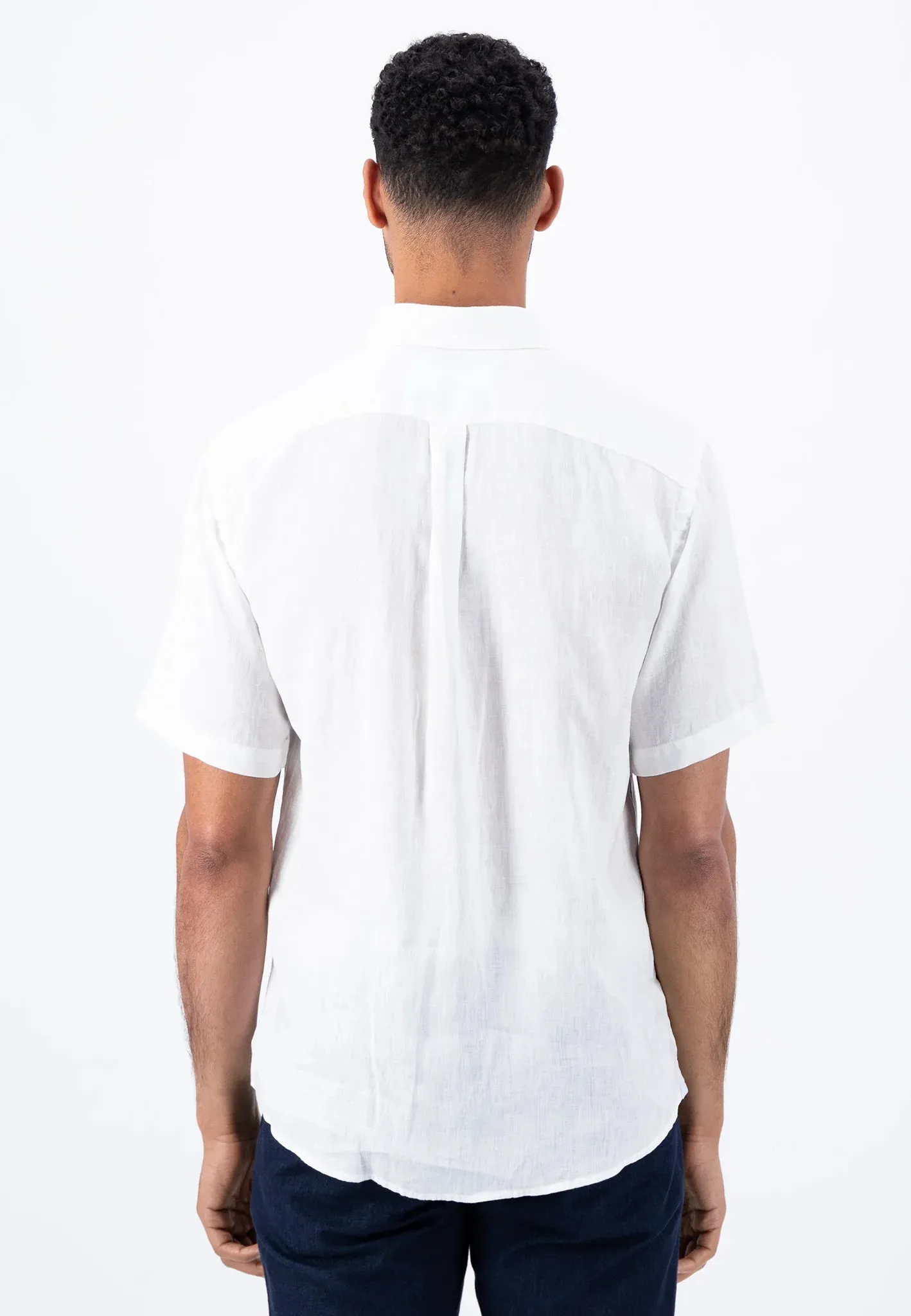 FYNCH HATTON Pure Linen Short-Sleeve Shirt - Men's – White