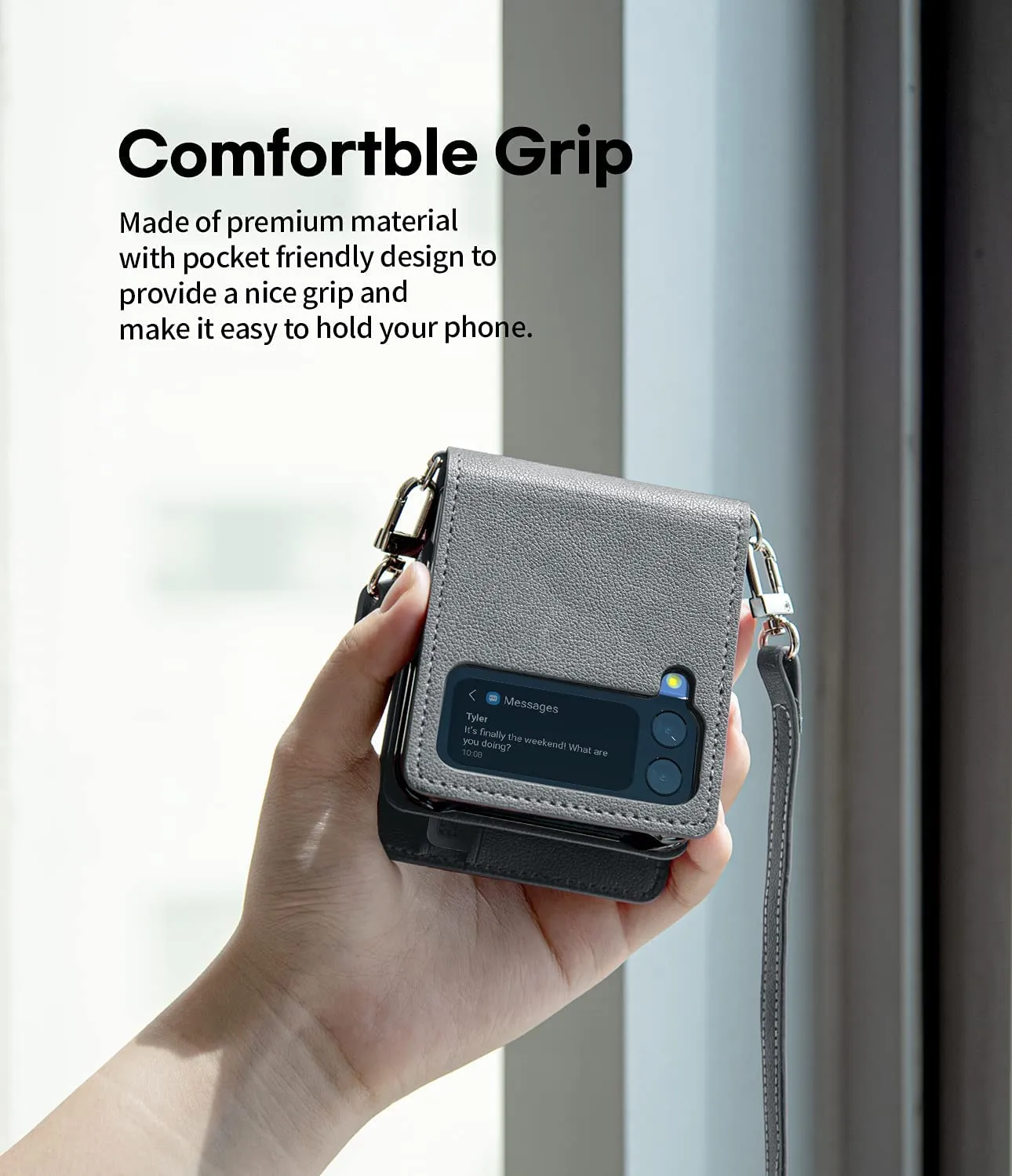 Galaxy Z Flip 3 Detachable Card Holder Leather Case