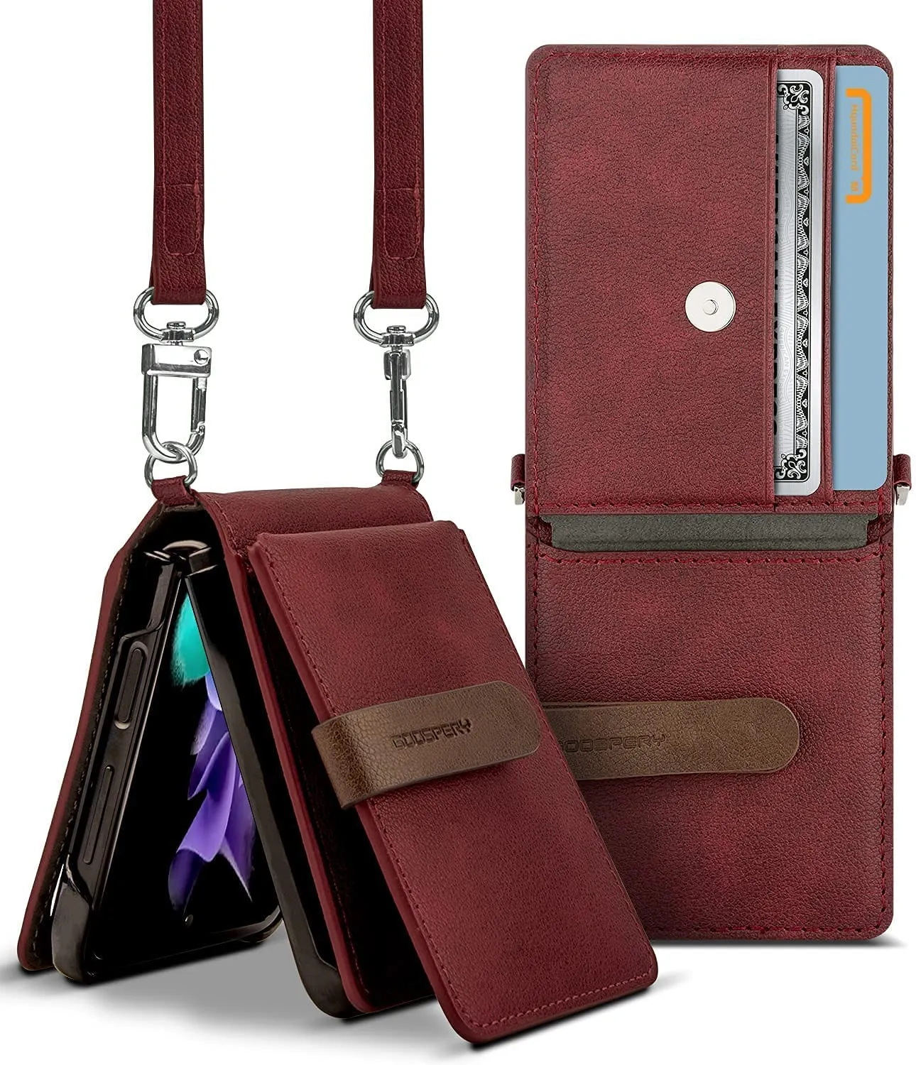 Galaxy Z Flip 3 Detachable Card Holder Leather Case