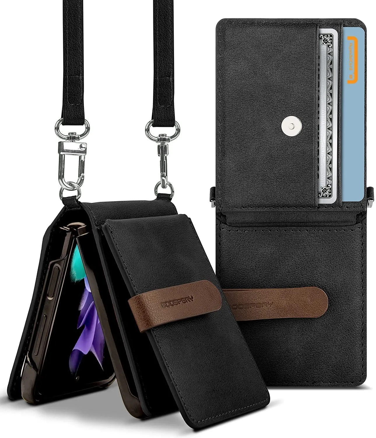 Galaxy Z Flip 3 Detachable Card Holder Leather Case