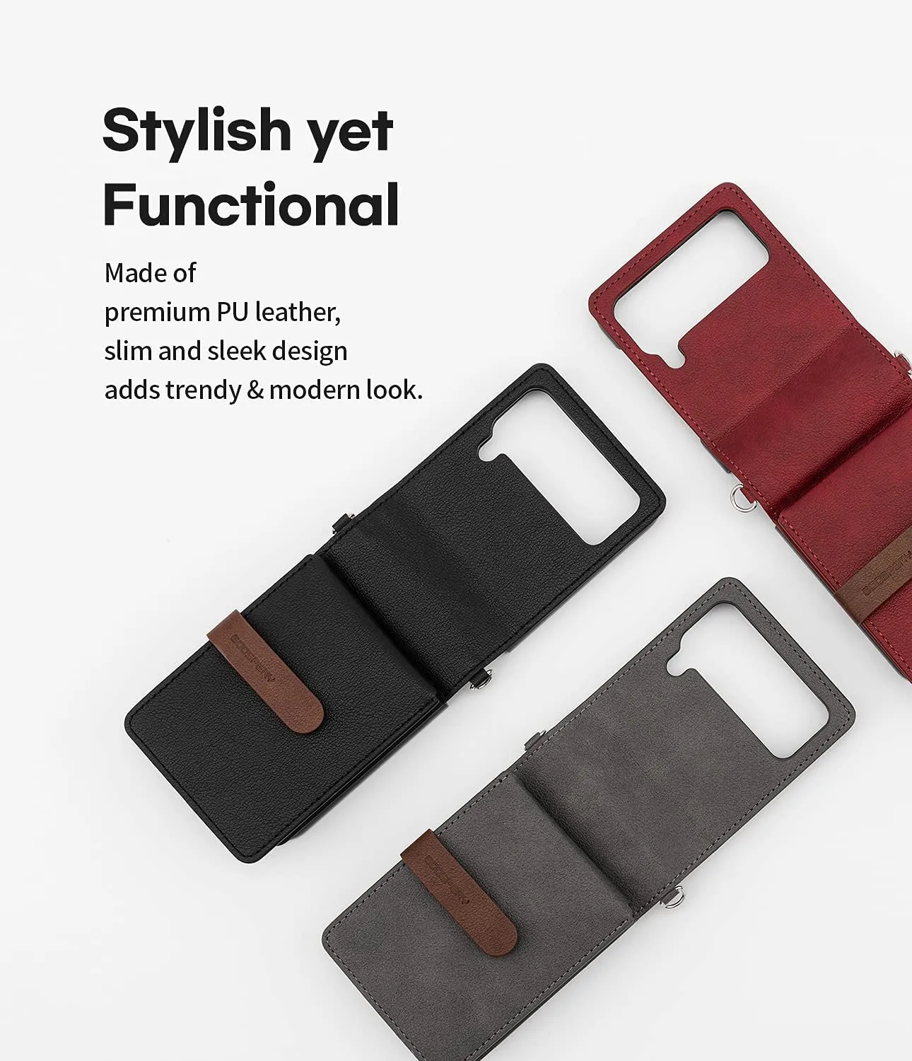 Galaxy Z Flip 3 Detachable Card Holder Leather Case