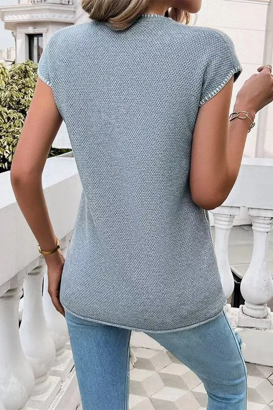 Garden Style Summer Knit Top Grey