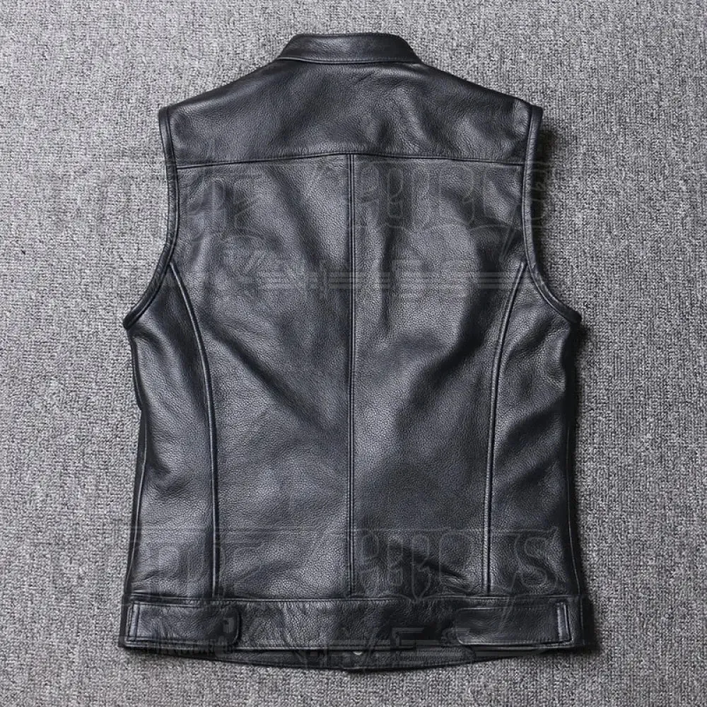 Genuine Leather Biker Cow  Vest Men - 100% REAL Cowhide Motorcycle Vest