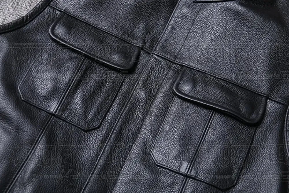 Genuine Leather Biker Cow  Vest Men - 100% REAL Cowhide Motorcycle Vest