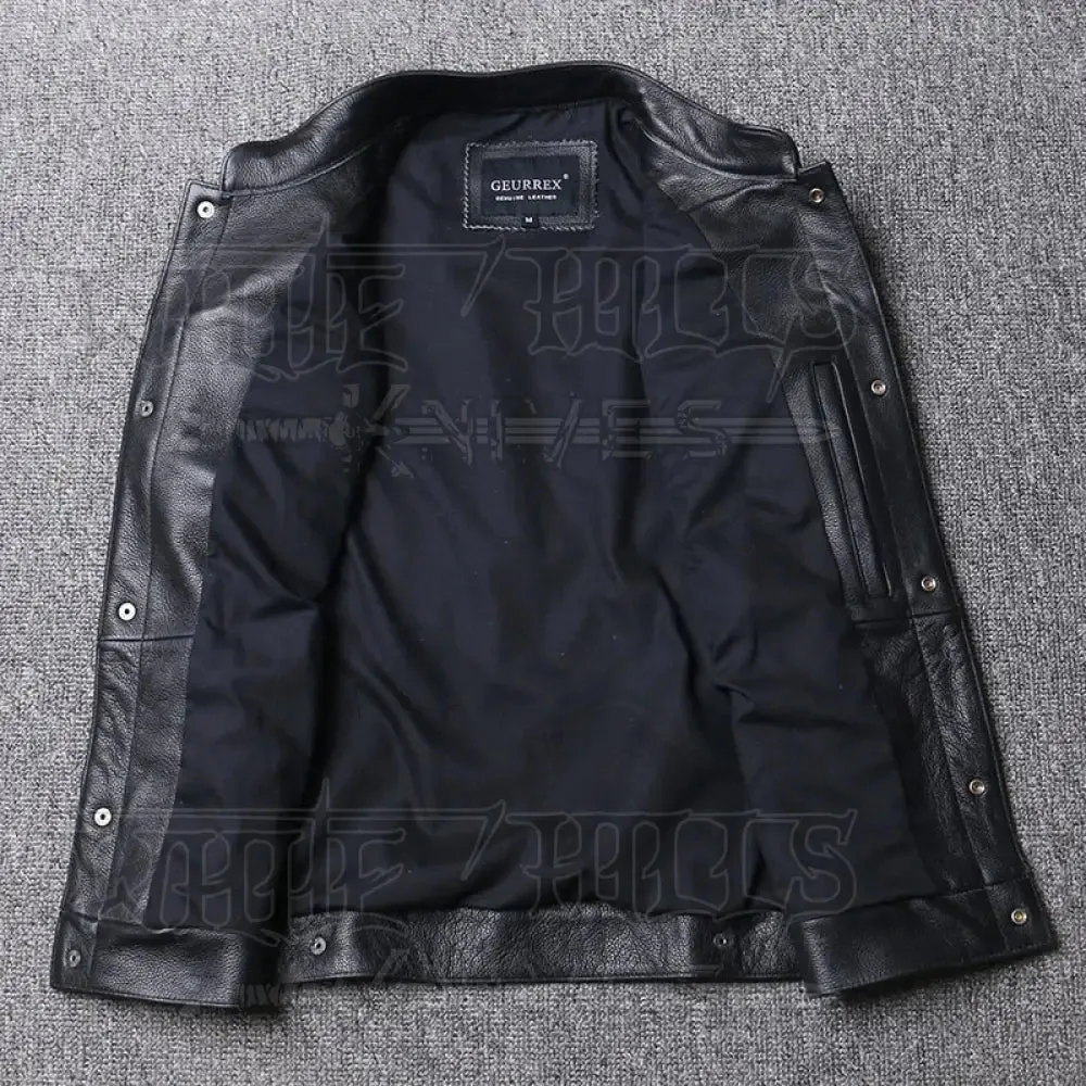 Genuine Leather Biker Cow  Vest Men - 100% REAL Cowhide Motorcycle Vest