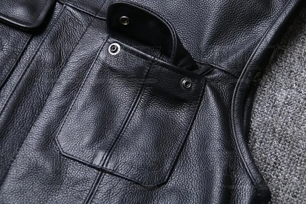 Genuine Leather Biker Cow  Vest Men - 100% REAL Cowhide Motorcycle Vest