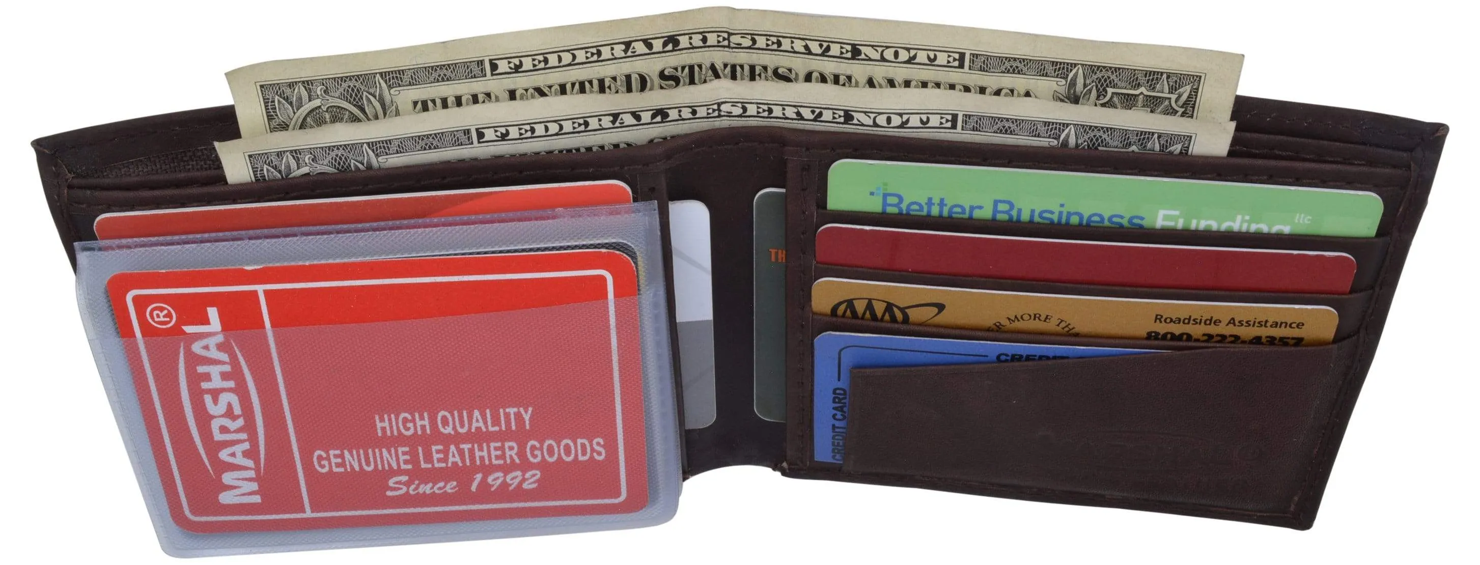 Genuine Leather Mens Bifold Slim Wallet Credit Card Holder 1308 CF