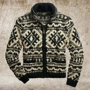 Geometric Pattern Zippered Cardigan
