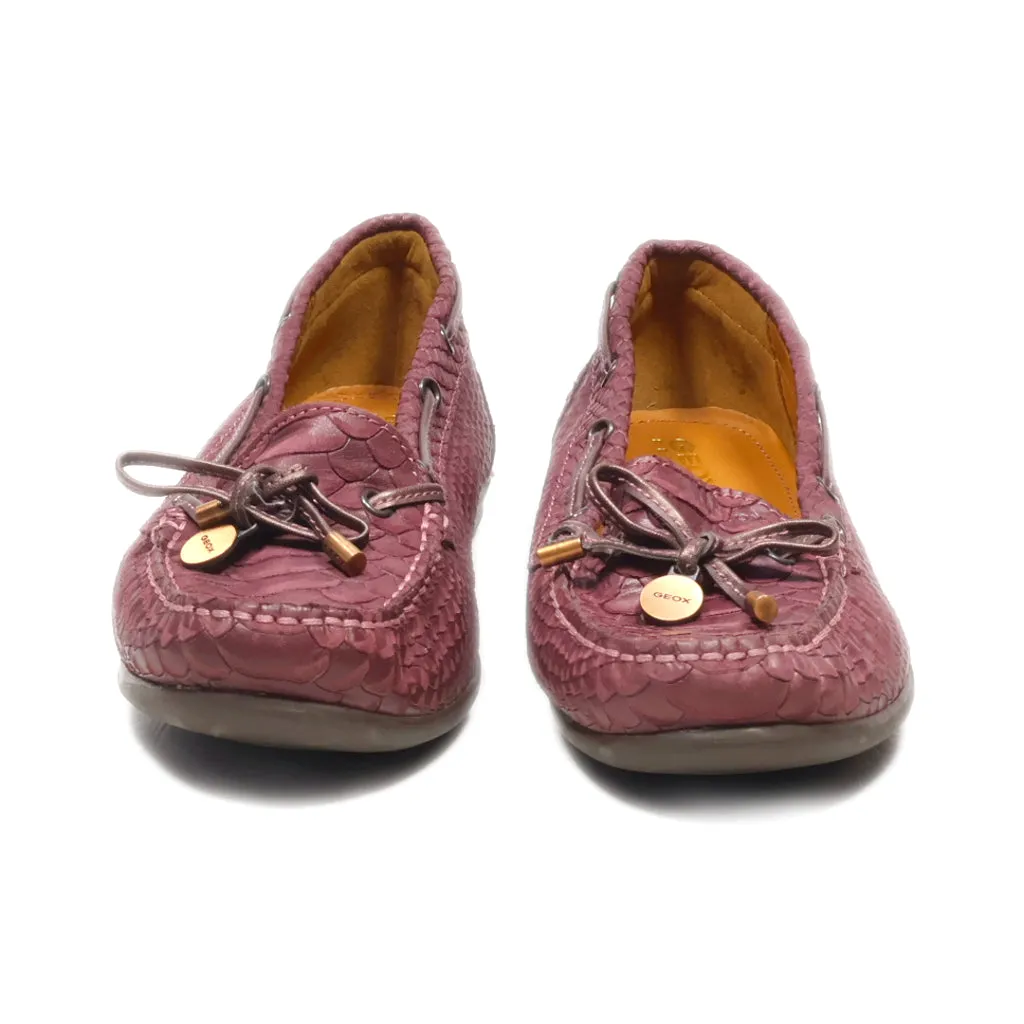 Geox Respira Loafers Leather Maroon Colour For Women