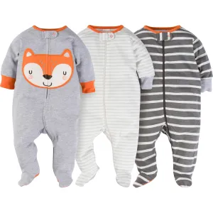 Gerber 3 Pack Zip-Front Space Fox N' Play