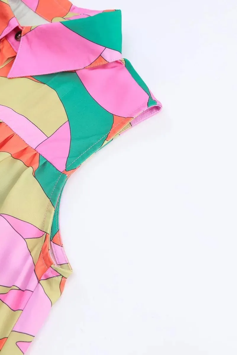 Get groovy with this Abstract Geometric Print Sleeveless Shirt