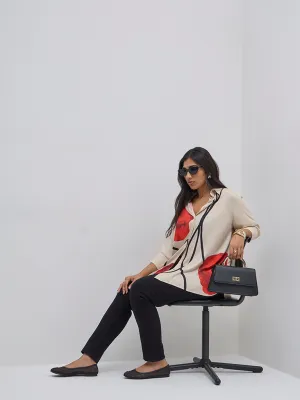 Gia Beige Floral Pattern Shirt