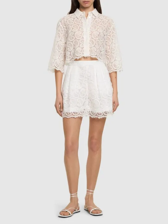 Giambattista Valli   Paisley lace cotton blend shorts 