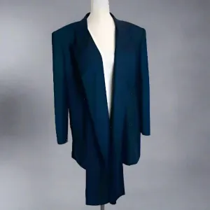 Gianfranco Ferre Wool Navy and Black Blazer with Elongated Lapel