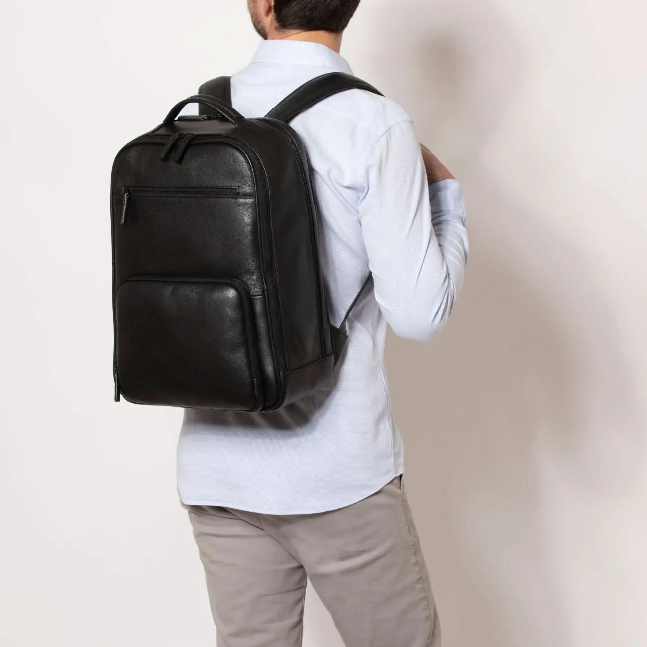 Gianni Conti Sab Leather Black Backpack
