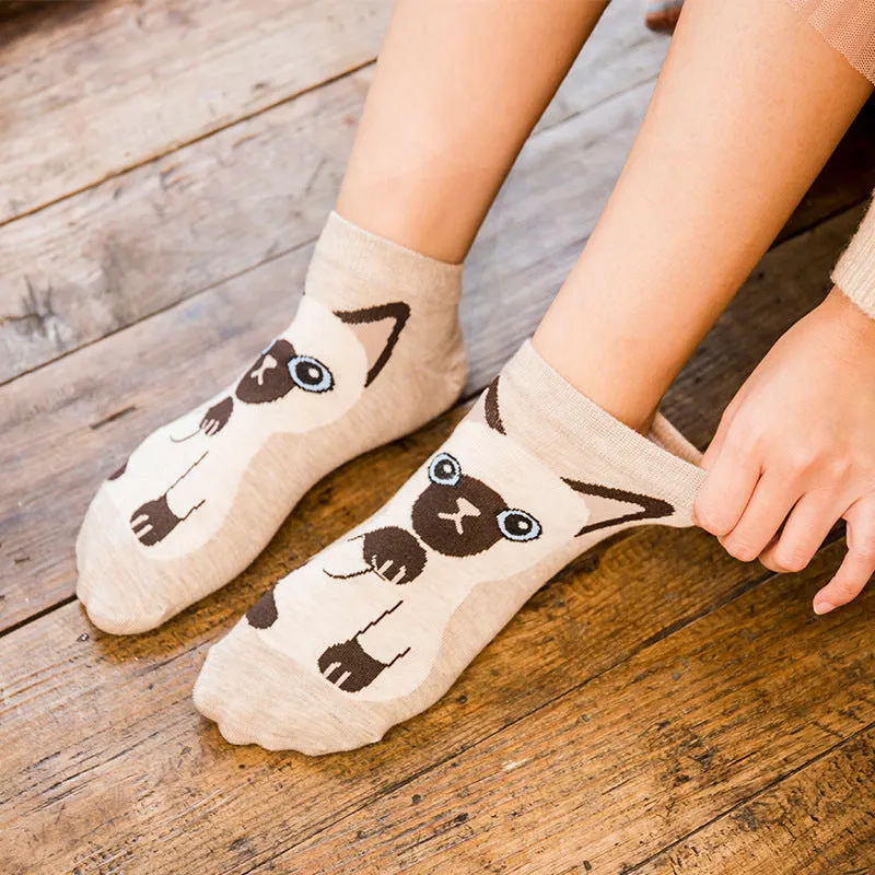 Girls Adorable Cotton Kitty Socks