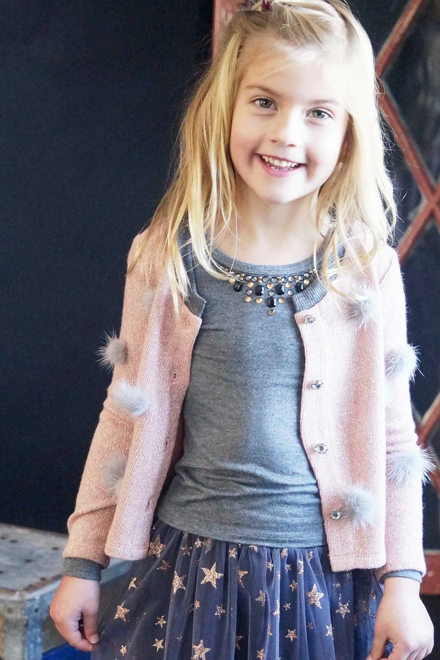 Girls Beaded Long Sleeve T-shirt