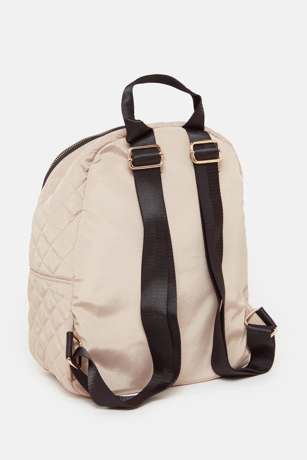 Girls Beige Quilted Backpack