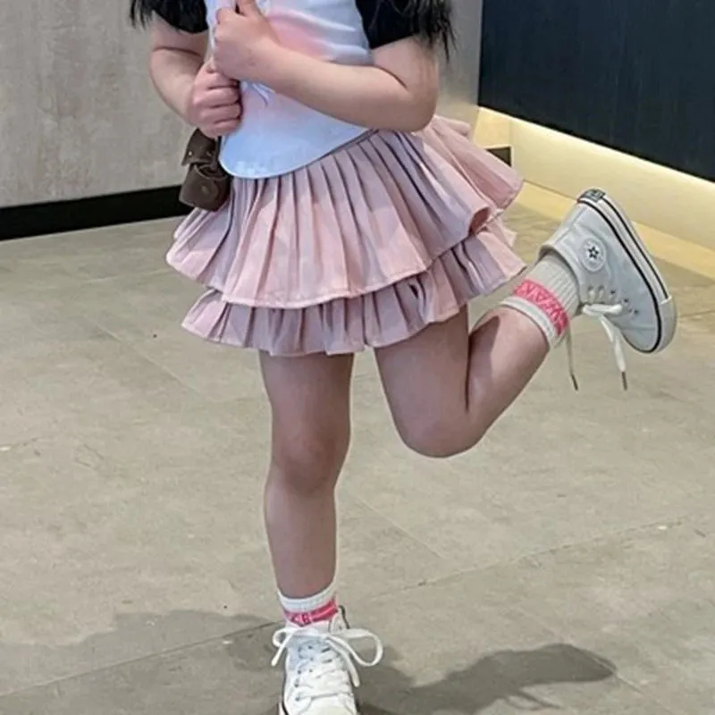 Girls' Cake Skirt Summer White Half Skirt Princess Style Children's Fluffy Short Skirt Fashionable Street Style Baby