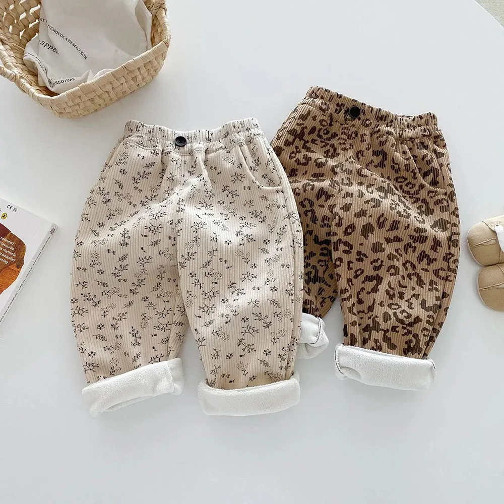 Girls Fleece-Lined Printed Pants