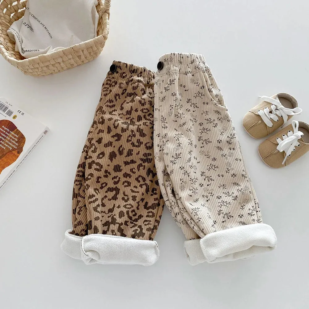 Girls Fleece-Lined Printed Pants