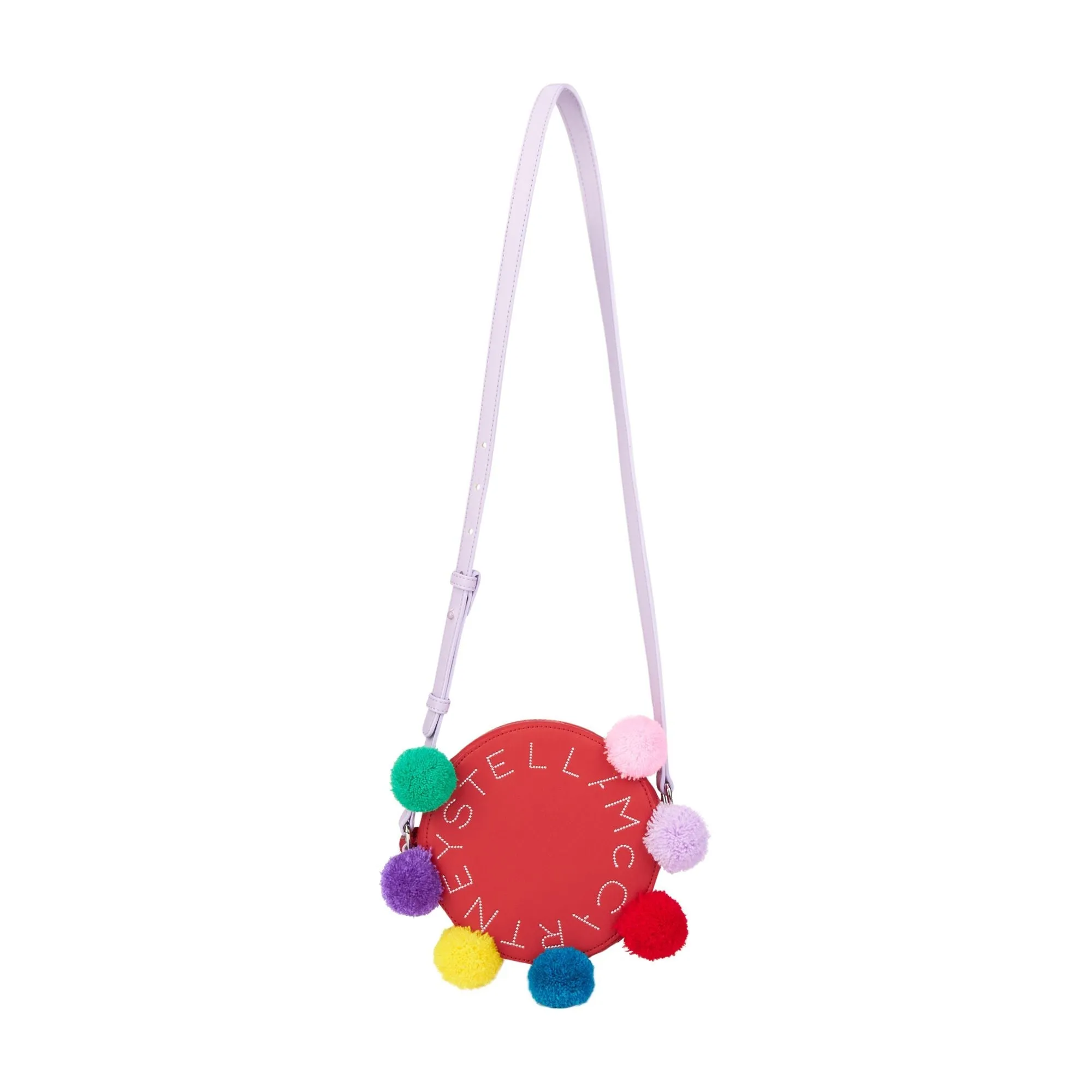 Girls Red Pom Pom Shoulder Bag