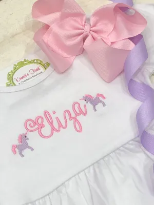 Girls Ruffle Monogram Unicorn Dress