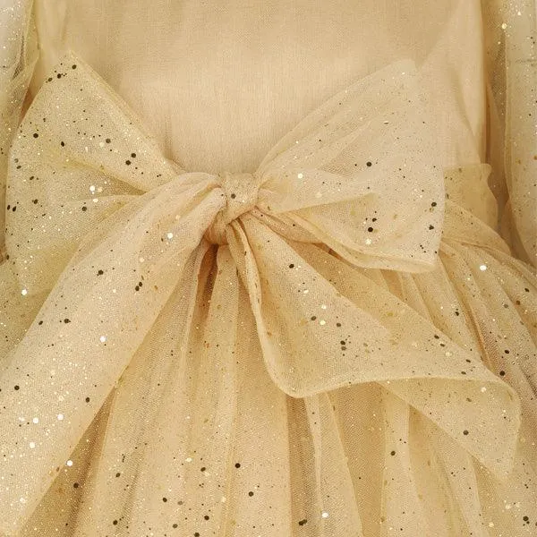 GIRLS SHINY TULLE BALL DRESS - GOLD