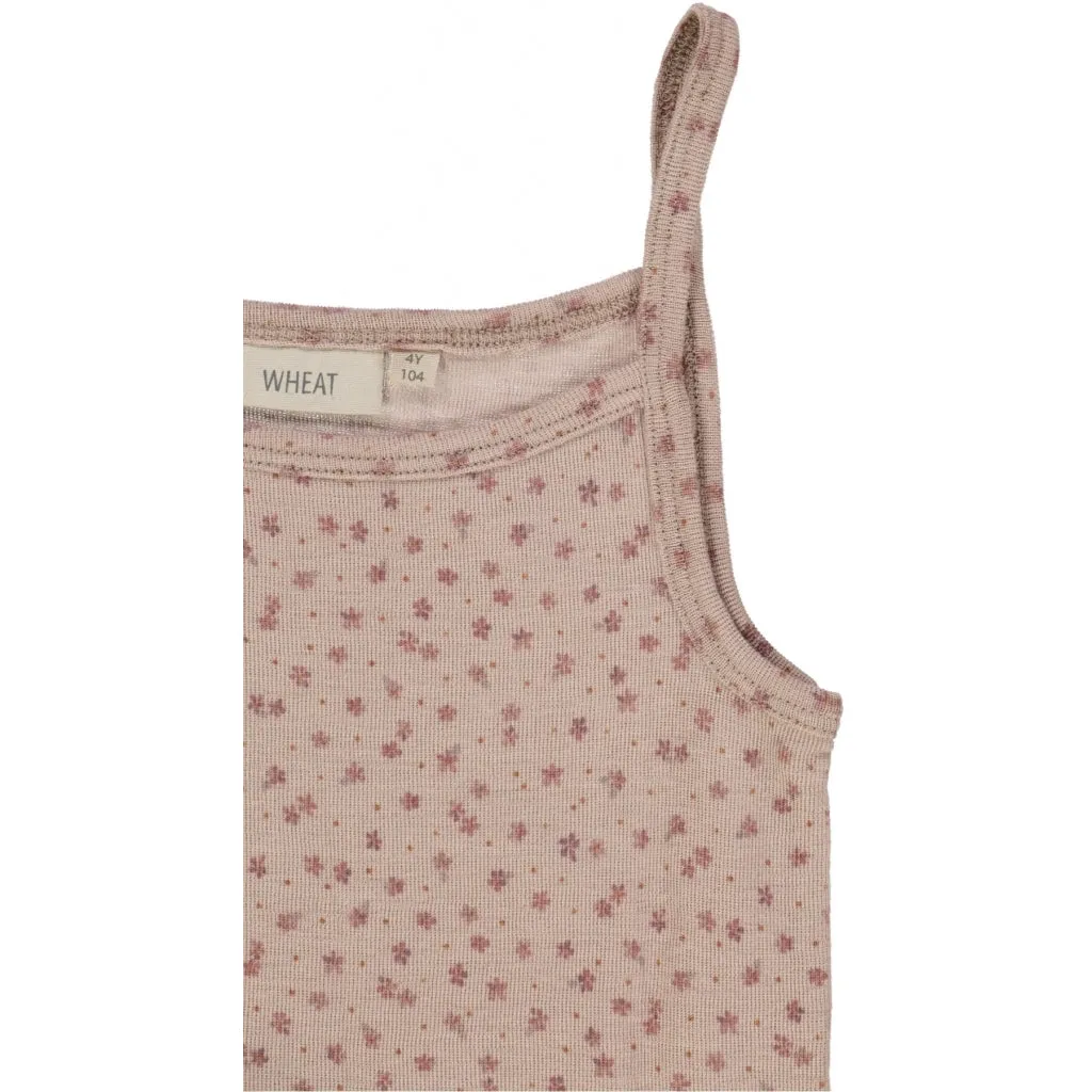 Girls Wool Singlet - flower dots