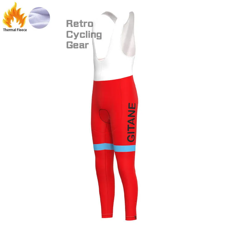 GITANE Blue-Red Fleece Retro Cycling Pants