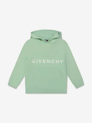Givenchy Boys Logo Print Hoodie in Green