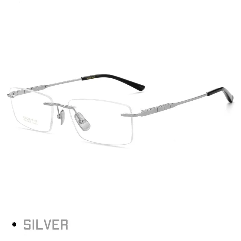 Gmei Men's Rimless Square Titanium Eyeglasses 91091