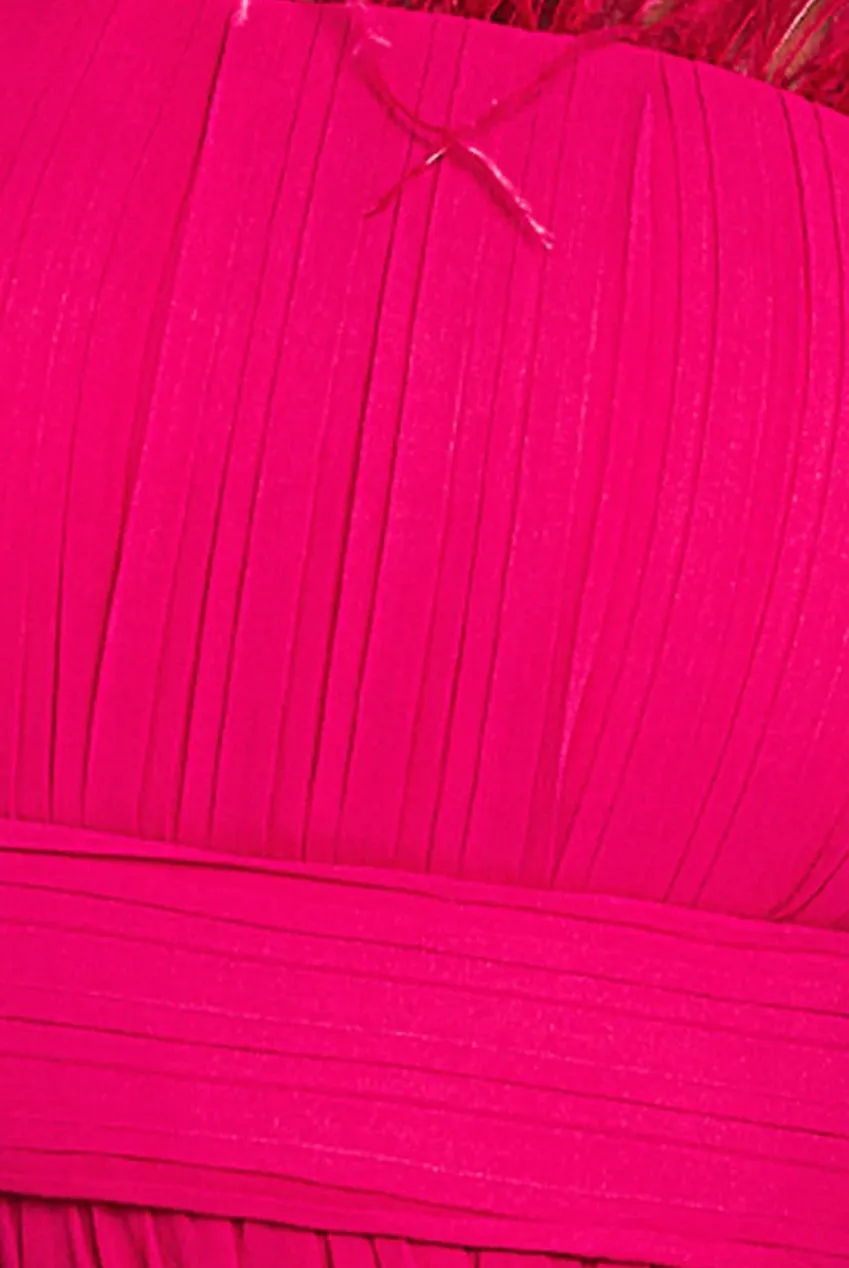 Goddiva Bridesmaids Chiffon Maxi Dress - Hot Pink