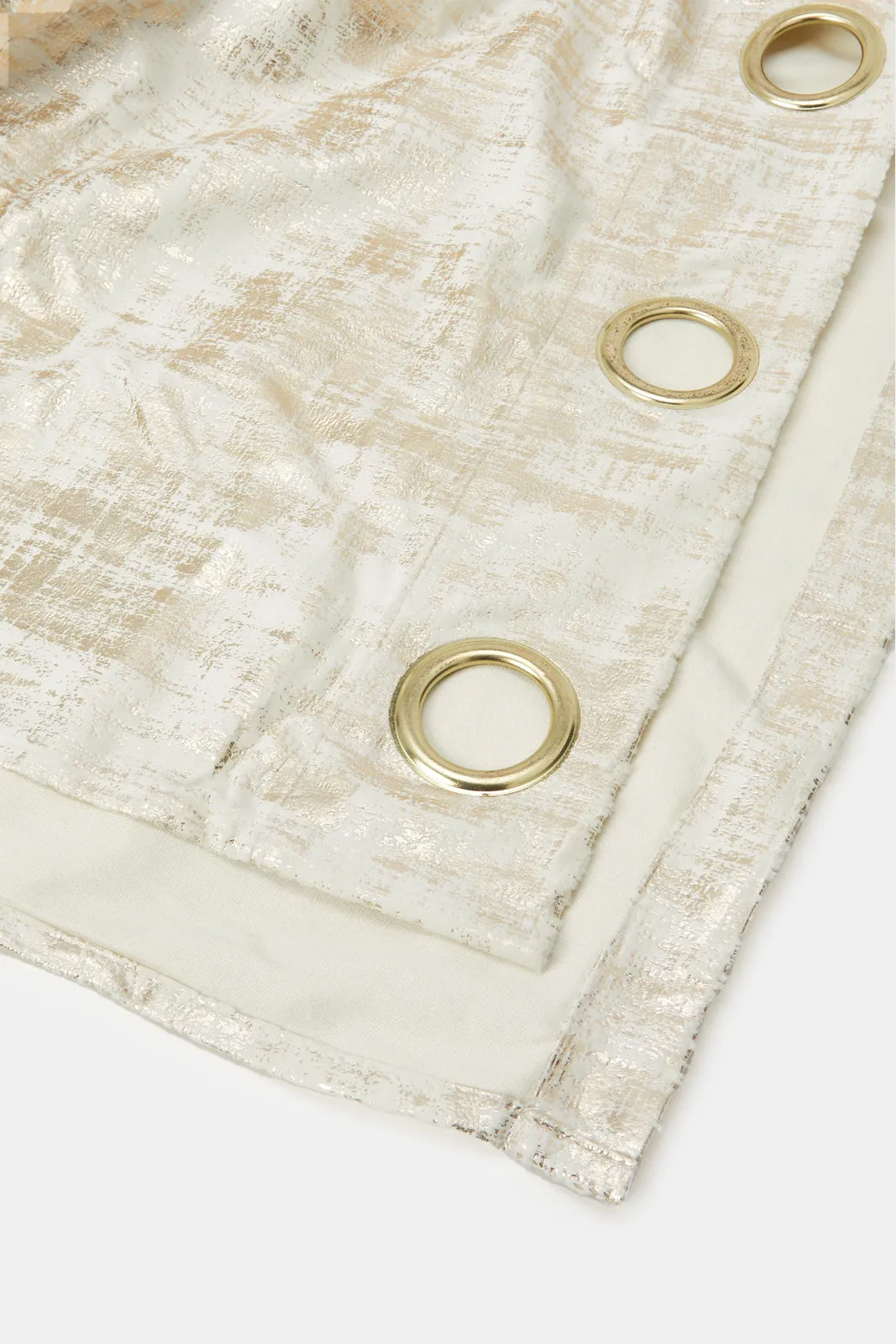 Gold 2 Piece Foil Print Velvet Curtain (Without Lining)