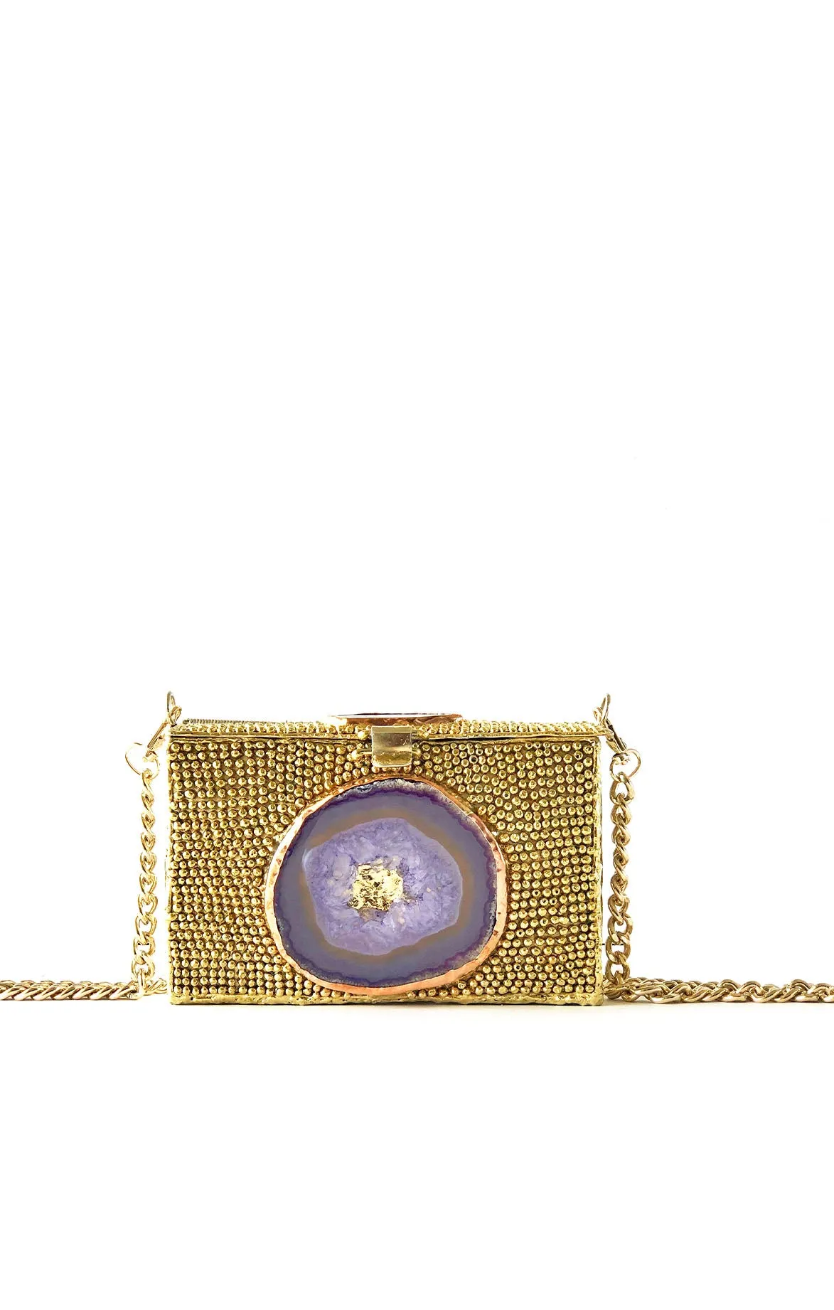 Gold Amethyst Stone Clutch